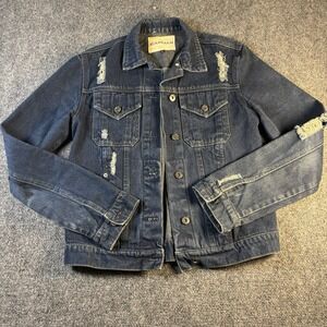 Carmar Jean Jacket Women's Size Small Distressed Dark Blue‎ Buttons Cool